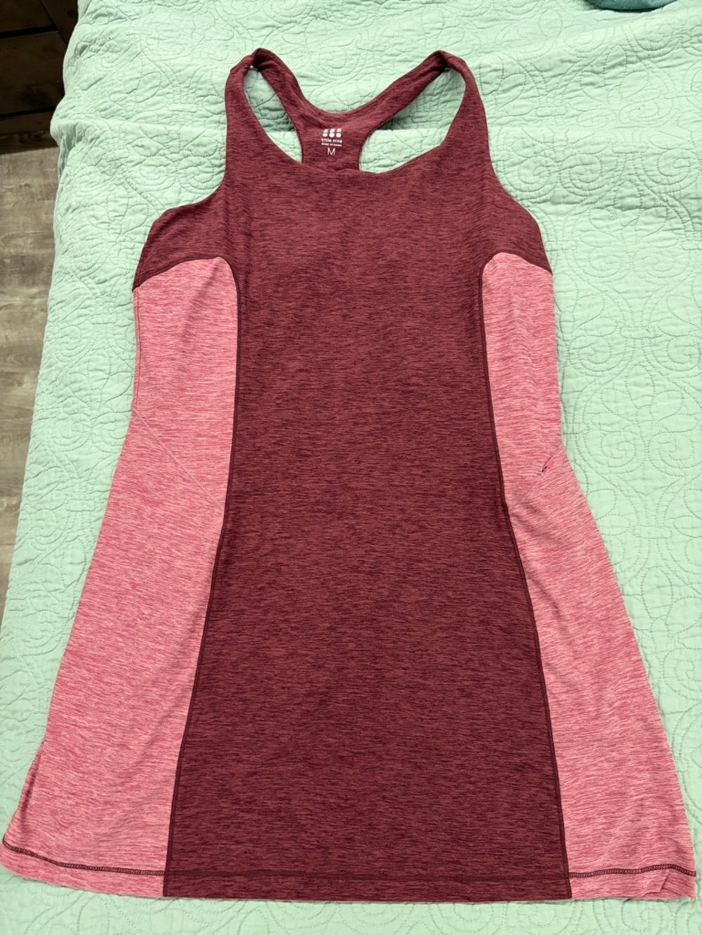 Title Nine Heathered Burgundy & Pink Athletic Dress With shorts and bra